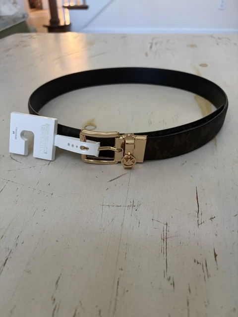 MICHAEL KORS BELT Reversible Brown Mk Logo With Flower Print  display picture 3