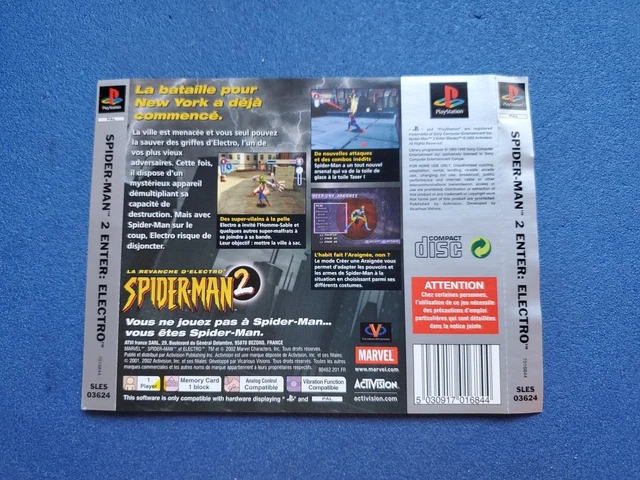 Jaquette Arrière PS1 – Spider-Man 2 – Sony PlayStation 1 – Bon état