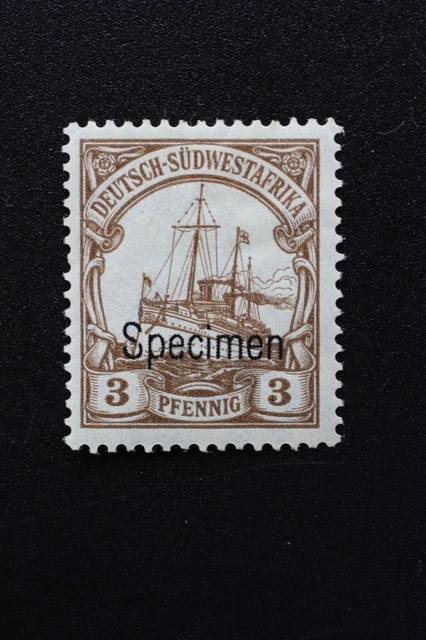 DEUTSCHE KOLONIEN DSWA 3 Pf MI Nr. 24 AUFDRUCK "SPECIMEN" UNGEBRAUCHT + FALZ