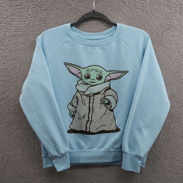BABY YODA SWEATER Youth Extra Large Blue Raglan Long Sleeve Star Wars