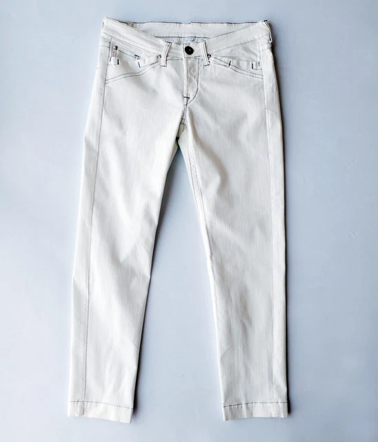 Pantalon à Jupette Intégrée Marithé Et François Girbaud - Taille 36, Blanc, Rubans Satinés - Occasion Très Bon état