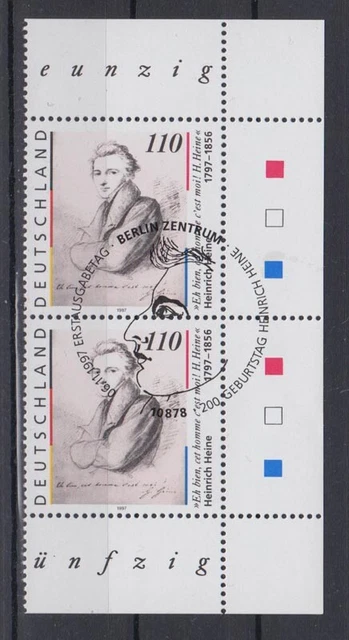 Bund 1962 Eckrand rechts oben + unten Heinrich Heine 110 Pf ESST Berlin