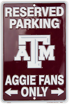 TEXAS A&M RESERVED PARKING AGGIE FANS ONLY METAL SIGN MAN CAVE  8"x 12"
