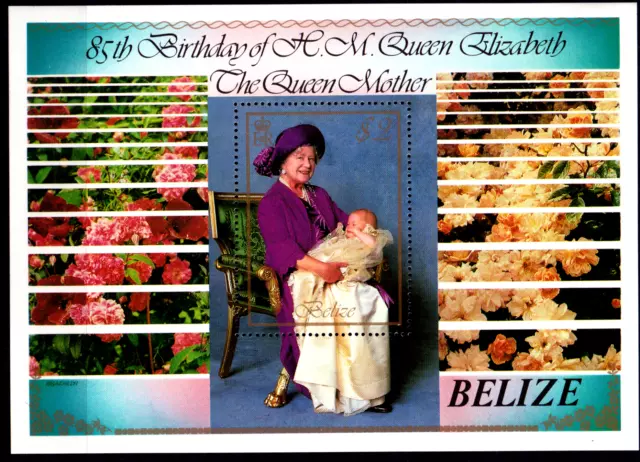 Belize - 85. Geburtstag Queen Mother  1985 (postfrisch / ** / MNH) Block 68