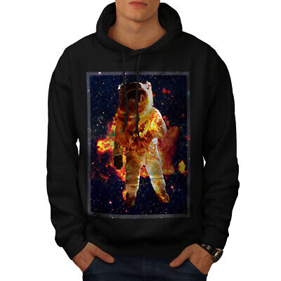 Wellcoda Astronaut Galaxy Space Mens Hoodie, Space Casual Hooded Sweatshirt