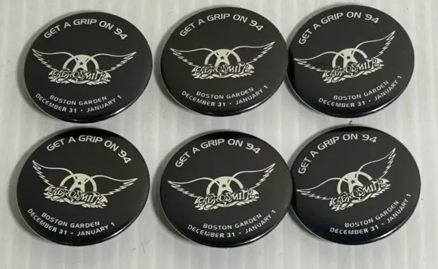 Lot Of 6 1994 Aerosmith Get A Grip On '94 Tour 1.5" Pin Back Buttons Rock Band