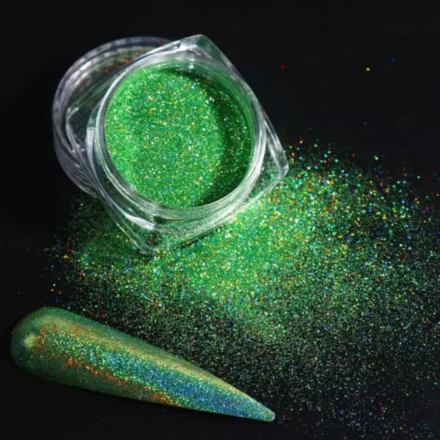 #32 Forest Green HOLO Nail Glitter Powder Holographic Laser Effect Fine Dust