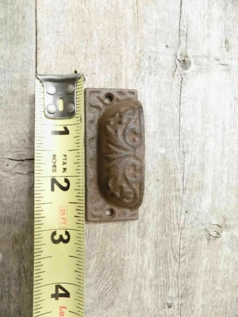 5 Cast Iron Brown 3" Total Length Pulls Drawer Cabinet Bin Handles Rustic Barn 5