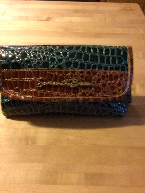 Samatha Brown Croc Embossed Small Cosmetic/Jewelry  Pouch. NWOT Navy And Brown.