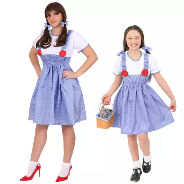 Kansas Costume Ragazza Adulti Bambini Dorothy Farytale Libro Giorno Personaggio Abito Fantasia