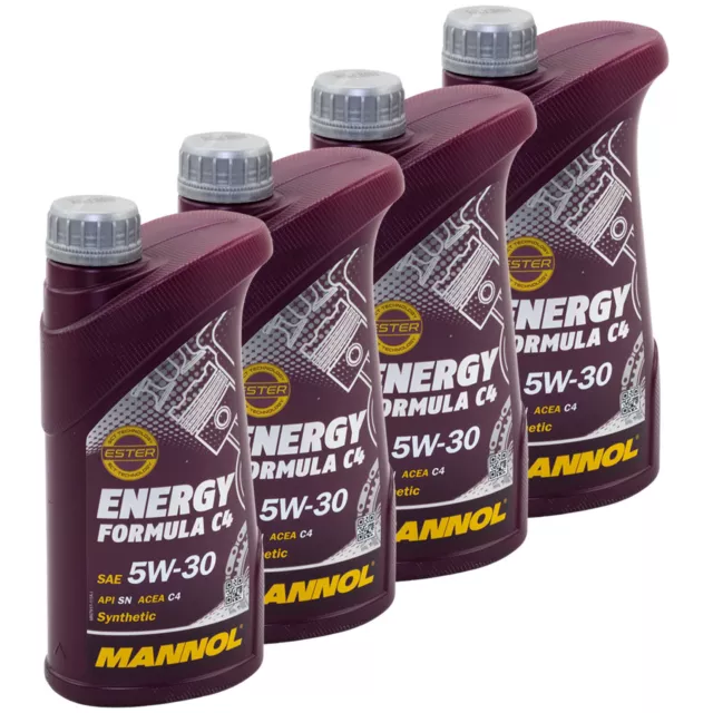 Olio 4x 1Liter Mannol 5W30 Energia Formula C4 per Chrysler Dacia Fiat Mazda MB