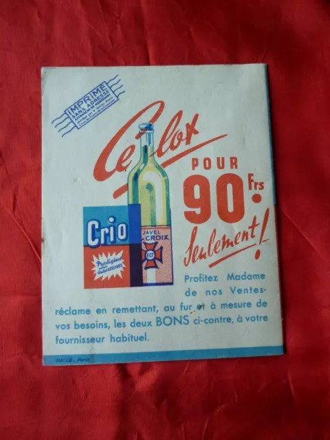 retro-collection-ancien dépliant publicitaire pour lessive -crio-javel LA CROIX