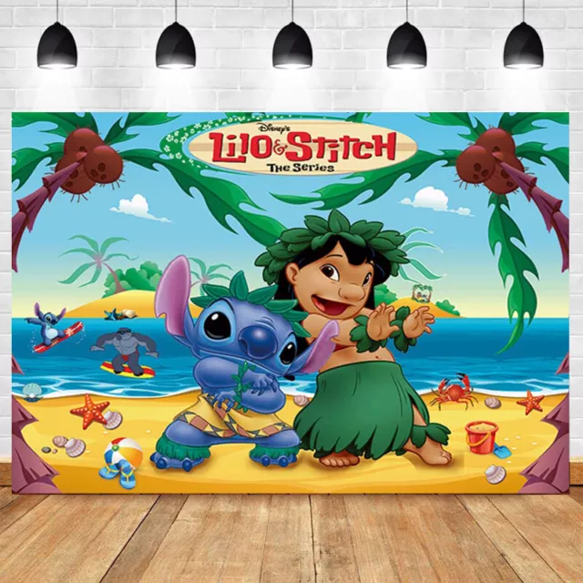 LILO & STITCH Backdrop Happy Birthday Party Baby Photo Background Banner  Prop EUR 15,18 - PicClick IT