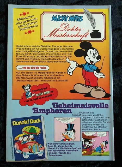 Micky Maus 1977 Heft 15 mit Beilage und Schnipp (Ehapa) TOP Zustand Z1+ 2