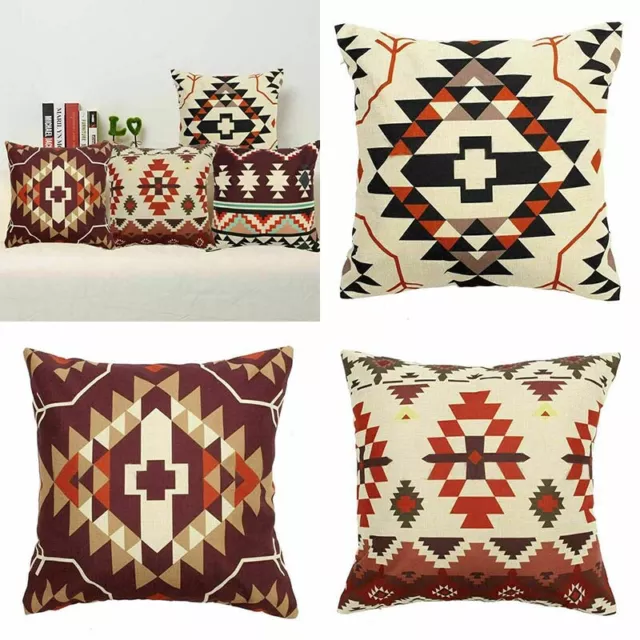Pillowcase Cushion Home Decor Aztec Geometric Abstract Cotton Linen  Cover Throw