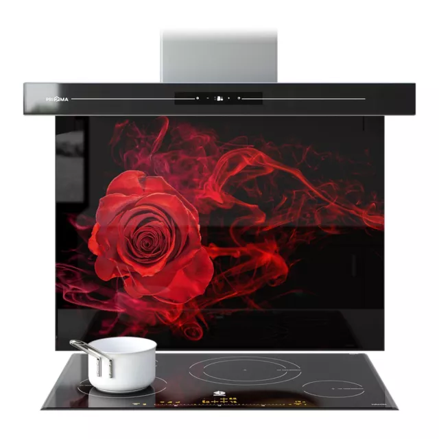 GLASS SPLASHBACK Wall Panel Kitchen Tile ANY SIZE Red Rose Flower Blur In Smoke