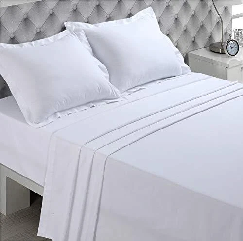 VISION - Drap Plat 270 x 300 cm - Coloris Blanc - 100% Coton  57 Fils