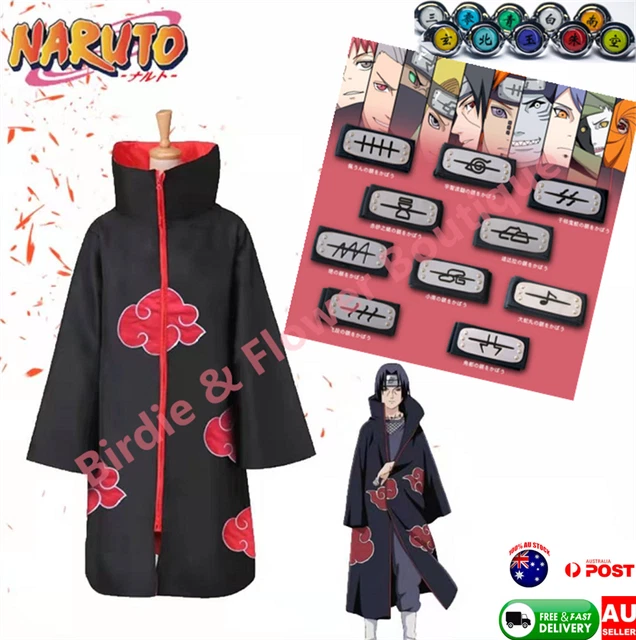 BLOOD RED NARUTO AKATSUKI ROBE Cloak Uchiha Itachi Cosplay Costume