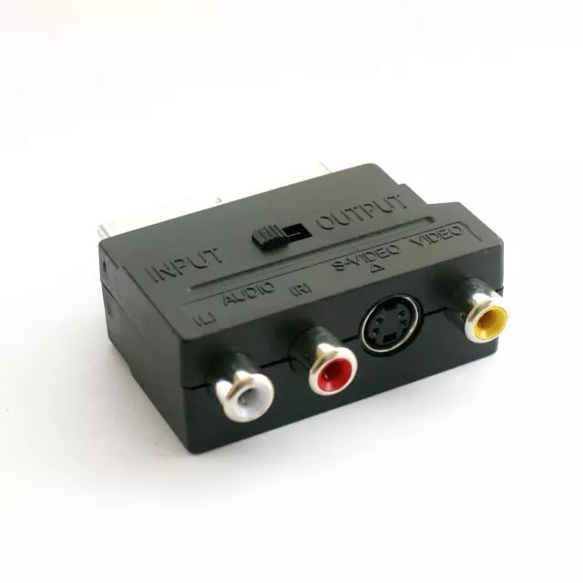 Scart-Adapter 3x Cinch S-Video In-Out Schalter TV AV Audio-Video RCA S-VHS SVHS