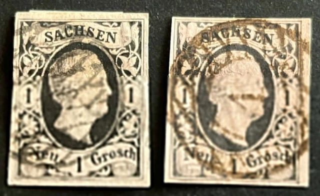 2x Sachsen Mi.Nr. 4-I gestempelt, 2 Farben Prachtexemplare! Perfekt geschnitten!