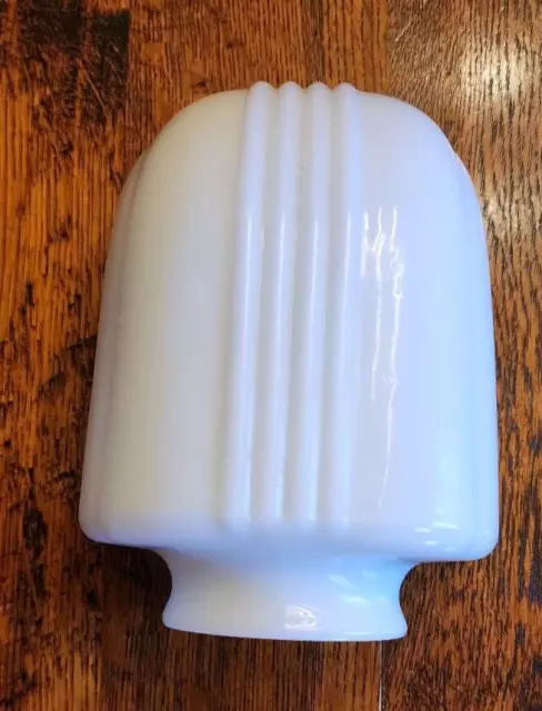 Vintage Art Deco Vertical Ribs Milk Glass Bathroom Wall Sconce Light Shade 5"