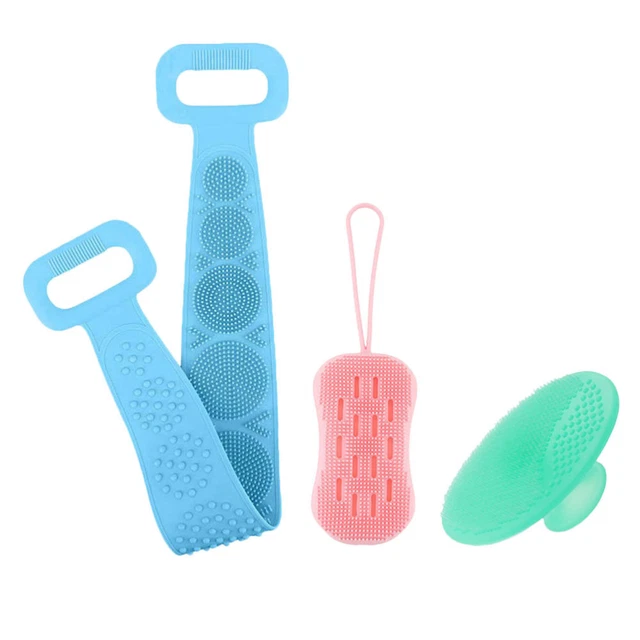 3 piezas/juego de toallas de baño de gel de sílice de silicona limpiador de espalda de silicona