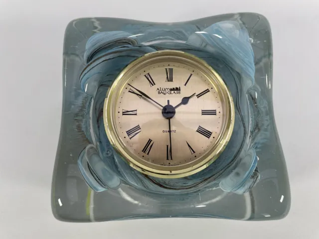 Vintage Allum Bay Isle of Wight Glass Desk Top Clock Paperweight