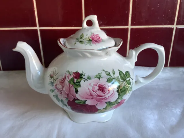 Arthur Wood Staffordshire Beautiful Pink & Red Roses 2 Pint Teapot 6457 Unused