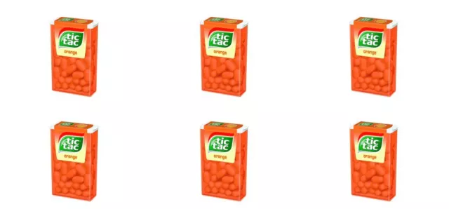 6 caramelle Tic Tac al sapore arancione, 0,6 once. (18 g.)