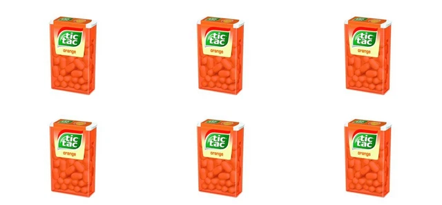 6 caramelle Tic Tac al sapore arancione, 0,6 once. (18 g.)