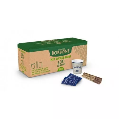 Caffe Borbone Eco Kit Accessoires 100 Verres 100 Palette 100 Sachets Veinée