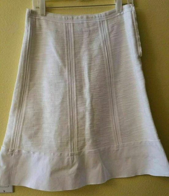 Max Azria Collection Women's Skirt Ivory Textured A-Line Unique Seams Sz 4 (B10