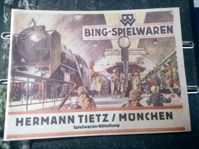 Bing Spielwaren Katalog für Hermann Tietz München Eisenbahn Zug Auto Modelle