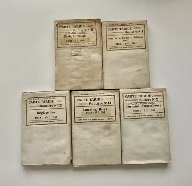 Lot of 5 Vintage Carte Taride  FRANCE Cloth Maps