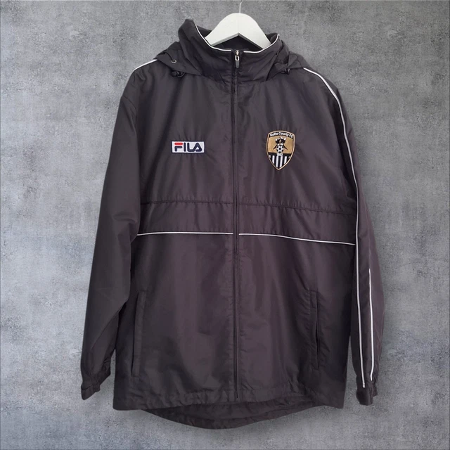 NOTTS COUNTY FC Fila Rain Jacket Coat Black Football Training Top