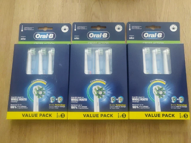 3 X3 Braun Oral-B Dual Clean Elektrische Zahnbürste Ersatzbürstenkopf Weiss