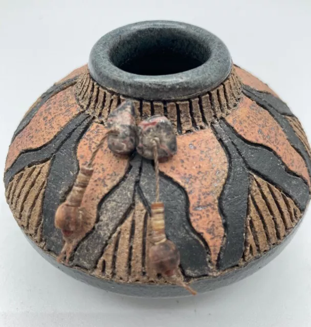 Mary Tuttle Studio Art Pottery Squat Vase Small Native Southwest Style Signed