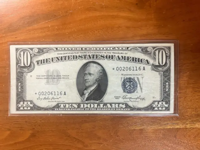 Star Note 1953 Series $10 Silver Certificate United States Note