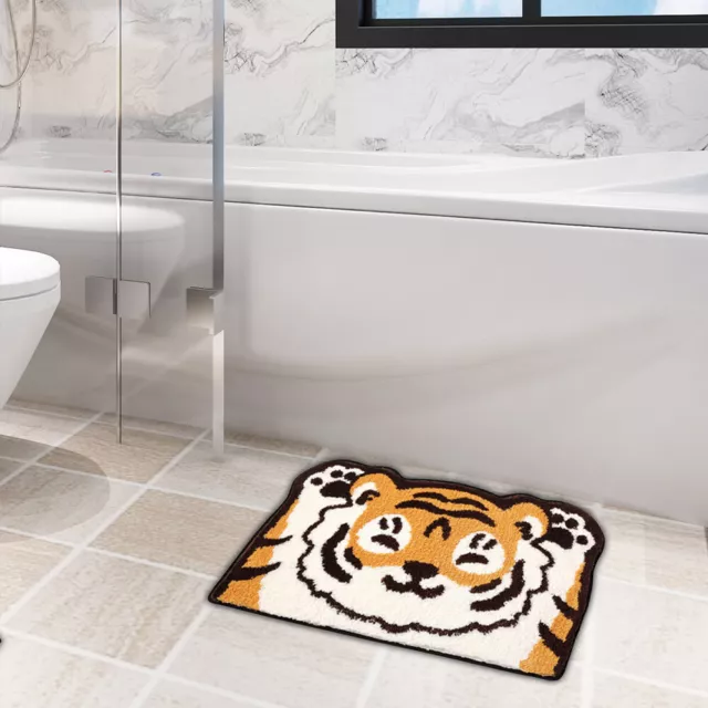 Alfombras de baño en forma de tigre con estampado de animales sintéticos alfombra antideslizante absorbedor de agua tapete