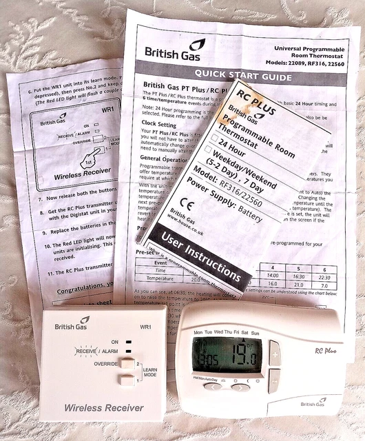 BRITISH GAS RC Plus Wireless Digital Programmable Thermostat & Receiver WORKING £80.00 PicClick UK