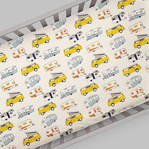 Mini hoja de cuna Glenna Jean Happy Camper, beige, mini