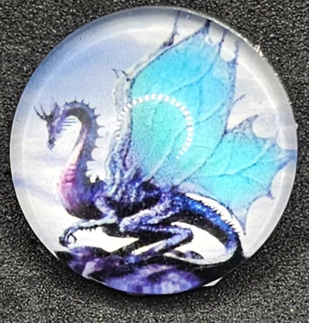 Dragon with Wings Glass Button Charm for Noosa Ginger Snaps etc. Jewelry 18mm
