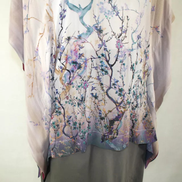 Citron Art To Wear Pink Floral 100% Silk Georgette Blouse Plus O/S 1X 2X 3X 3