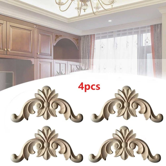 4 apliques onlay de madera sin pintar decoración del hogar madera
