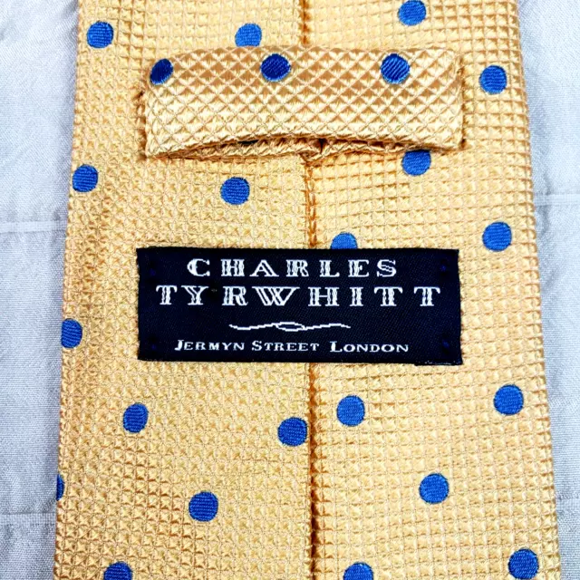 CHARLES TYRWHITT MADE in England Classic Yellow Grid Silk Tie Blue ...