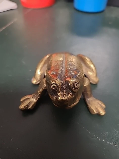 Figurines de crapaud mignonnes en laiton, ornements de bureau d'entrée, grenouille animale en cuivre, décoration d'intérieur, bureau, refroidisseur de vin, sculpture cadeau