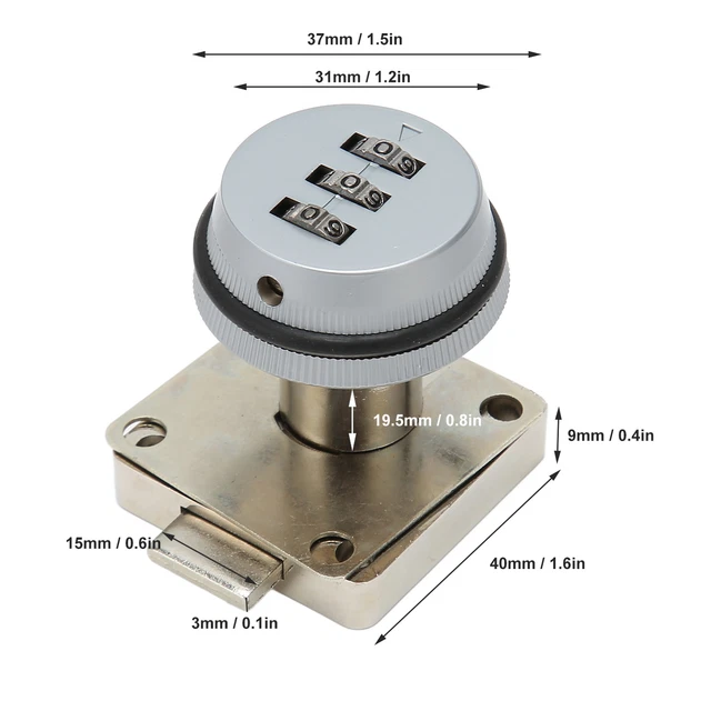 (Grey)Combination Cam Lock Zinc Alloy Cylinder Finish Password Coded Lock 3