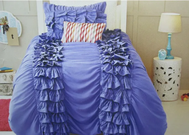Xhilaration 2 P Twin/XL Twin Ruffle Comforter /Sham Set Purple Lavender New