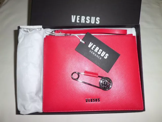 VERSUS VERSACE PORTEFEUILLE Femme Sac Main Femme Cuir Rouge Lion