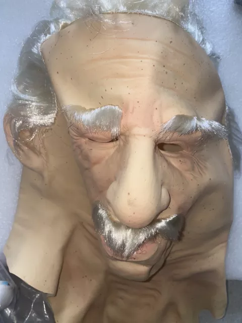 Old Man Albert Einstein Mask - Full Head And Neck